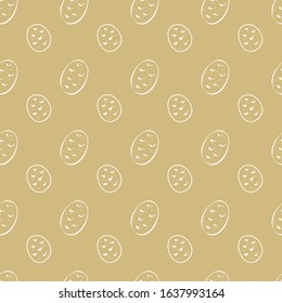 Hand drawn vegetables doodle set. Seamless pattern. Vector illustration.