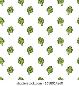 Hand drawn vegetables doodle set. Seamless pattern. Vector illustration.