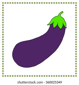 Hand drawn vegetables. Hand drawn eggplant.