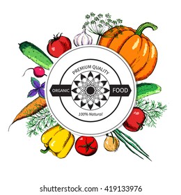 hand drawn vegetables. logo. vector illustration