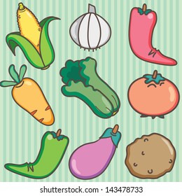 hand drawn vegetables set