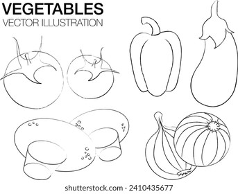 hand drawn vegetables, set of vegetables