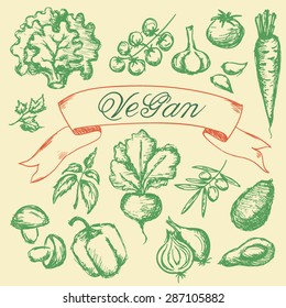 Hand drawn vegetables set