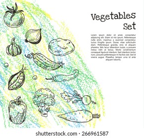 Hand drawn vegetables sketch background