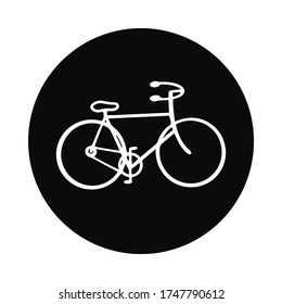 Hand drawn vehicle vector illustration. White silhouetted figure of road bicycle isolated on white background. Bike riding art. Perfect for icon or logo.