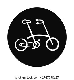 Handgezeichnet, Vektorgrafik. Weiße, silberne Figur des Faltrads einzeln auf weißem Hintergrund. Bike Reitkunst Perfekt für Ikone oder Logo.