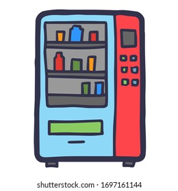 Hand drawn vending machine cartoon concept