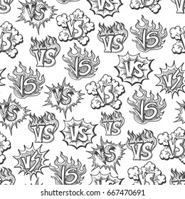 Hand drawn versus seamless pattern. Vector graphic seamless texture