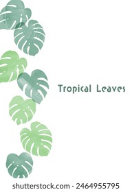 Hand drawn Vertical Monstera Frame Illustration
