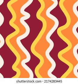 Hand drawn vertical waves seamless pattern. Creative stripes background. Abstract wavy line endless wallpaper. Simple design for fabric, textile print, wrapping, cover. Vector illustration.
