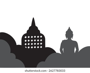 Handgezeichnete Vesak Day Frame Line Art