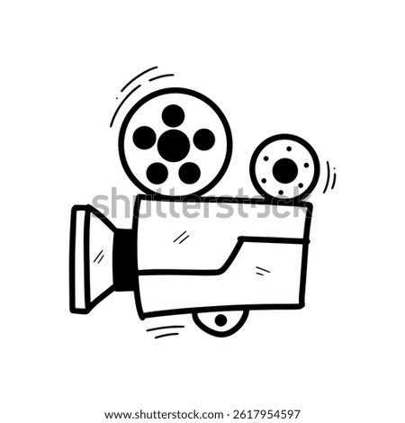 Hand Drawn Video Camera Illustration. Doodle Vector. Isolated on White Background - EPS 10 Vector