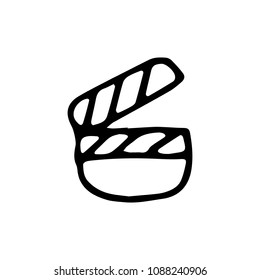 Hand drawn video doodle icon. Hand drawn black sketch. Sign symbol. Decoration element. White background. Isolated. Flat design. Vector cartoon illustration.