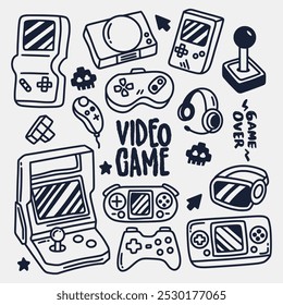 hand drawn video game icons collection