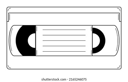 Hand Drawn Videotape For A Video Recorder. Device For Recording And Playing Videos Of The 80s, 90s. Doodle Style. Sketch. Vector Illustration