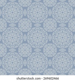 hand drawn vignette - light beige color decorative pattern on vintage blue color background