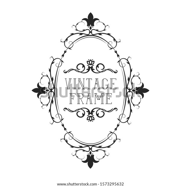 Hand drawn\
vignette oval frame. Vintage ornate classic wedding border. Vector\
isolated calligraphic invitation\
card.