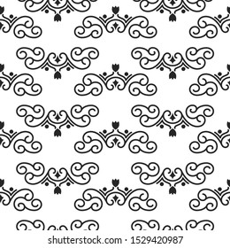 Hand drawn vignette seamless pattern. Elegant filigree wedding background. Vector isolated ornate invitation card texture.