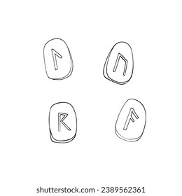 Hand drawn viking runes alphabet, Celtic font with ancient runic signs. Abc nordic style scandinavian letters.