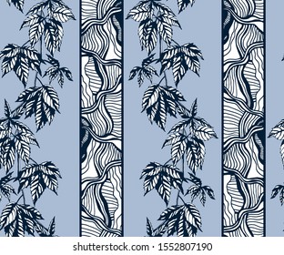 Hand drawn vine grapes decorative background. Ethnic seamless pattern ornament. Vector pattern