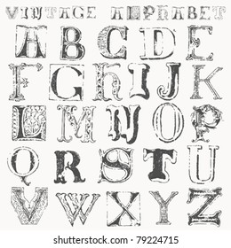 hand drawn vintage alphabet