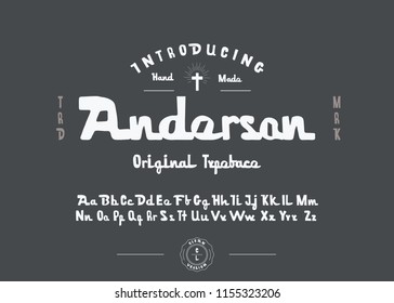 Hand drawn  Vintage alphabet. Custom handwritten typeface. Hand drawn Letters and Numbers. Hand lettering and custom typography for your designs logo and posters. Vector illustration.