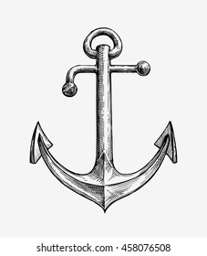 Hand drawn vintage anchor. Vector illustration