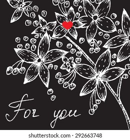 Hand Drawn vintage background with floral elements