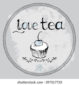 Hand drawn vintage background with sweets. Vector illustration