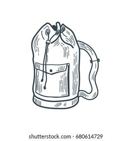 Hand drawn vintage backpack. Sketch style.  