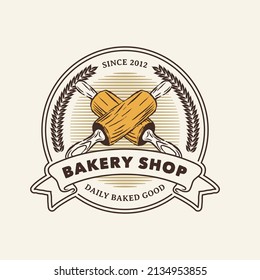 Hand Drawn Vintage Bakery Shop Logo Label