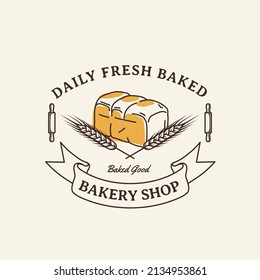 Hand Drawn Vintage Bakery Shop Logo Label