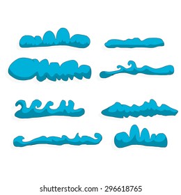 Hand drawn vintage blue clouds. doodle vintage sky clouds set