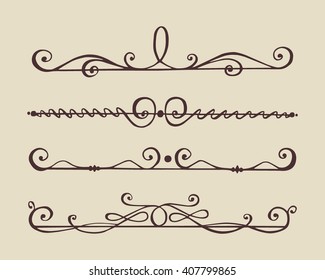 Hand drawn vintage borders collection made in vector. Beautiful abstract design elements.