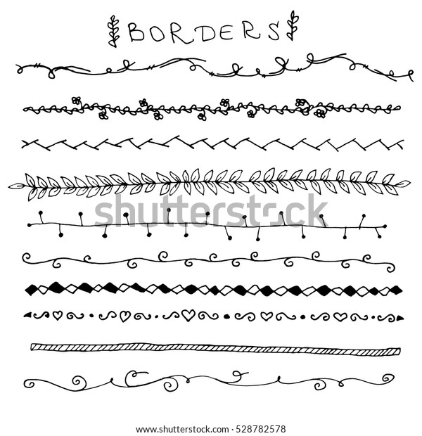 Hand Drawn Vintage Borders and Frames\
for your Design. Floral Decorative Elements. Label for Notebook.\
Line Border Set, Design Element, Beautiful\
Ornaments
