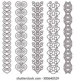 Hand drawn vintage borders set. Ornamental decorative collection. Vector illustration.