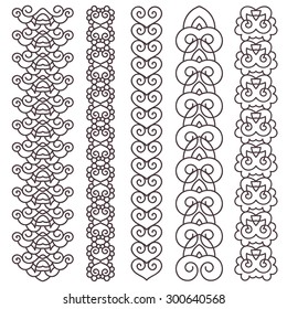 Hand drawn vintage borders set. Ornamental decorative collection. Vector illustration.
