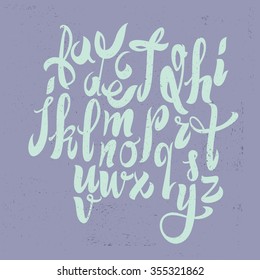 Hand Drawn Vintage Brush Script. Artistic Lowercase Letters. Alphabet. ABC.