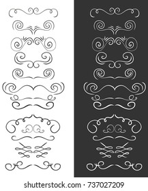 Hand drawn vintage callligraphic elements set. Banners set. Floral set. Ornamental decorative elements. Vector flourish ornate elements design. 