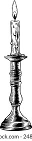 Hand drawn Vintage Candle Sketch Illustration