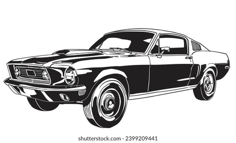 hand drawn vintage car vector illustration