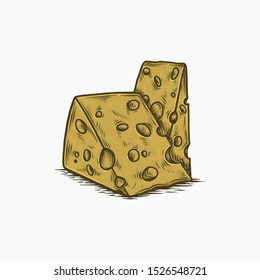 Hand drawn vintage cheese vector illustration