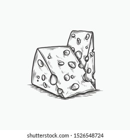 Hand drawn vintage cheese vector illustration