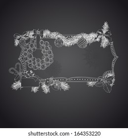 Hand drawn vintage Christmas banner.