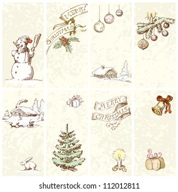 hand drawn vintage Christmas banners