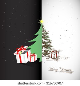 hand drawn vintage Christmas tree