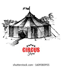 Hand drawn vintage circus sketch vector illustration