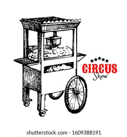 Hand drawn vintage circus sketch vector illustration