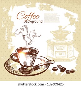 Hand drawn vintage coffee background