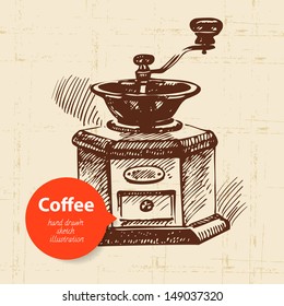 Hand drawn vintage coffee background